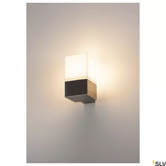 SQUARE WALL ezüst IP44 E27 rozsdamentes acél kültéri fali lámpa