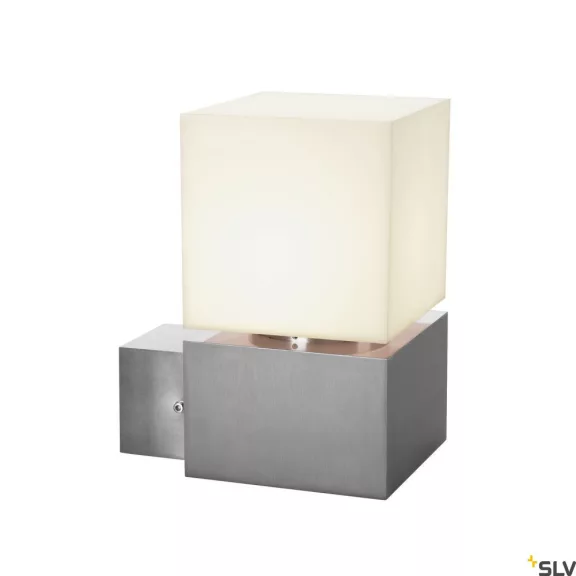 SQUARE WALL ezüst IP44 E27 rozsdamentes acél kültéri fali lámpa