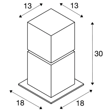   SQUARE POLE 30 ezüst IP44 E27 rozsdamentes acél kültéri allólámpa