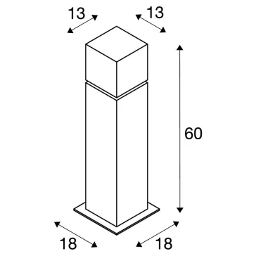   SQUARE POLE 60 ezüst IP44 E27 rozsdamentes acél kültéri allólámpa