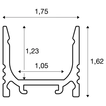   GRAZIA 10 fehér 2m-es 1,75x1,62cm-es bordázott alumínium felületre szerelhető LED profil
