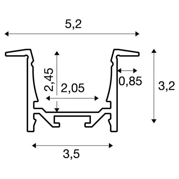 GRAZIA 20 fehér 3m-es 5,2x3,2cm-es alumínium süllyesztett LED profil