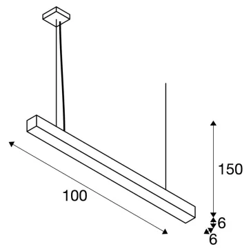   Q-LINE PD LED fehér 3000K 46W 1m alumínium alacsony káprázású dimmelhető mennyezeti függesztett lámpa