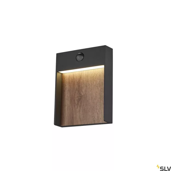 FLATT SENSOR barna-antracit IP54 16W 3000/4000K kültéri mozgásérzékelős fali LED lámpa