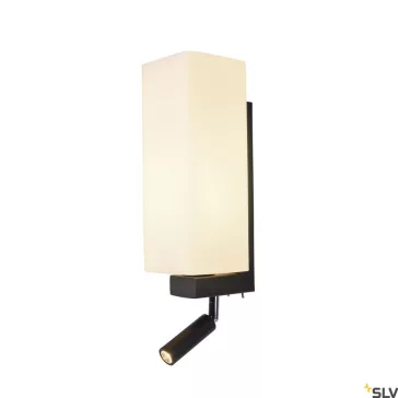   QUADRASS LED SPOT fekete E27 falra szerelhető éjjeli lámpa állítható LED olvasó fejjel