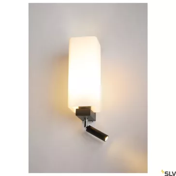   QUADRASS LED SPOT fekete E27 falra szerelhető éjjeli lámpa állítható LED olvasó fejjel