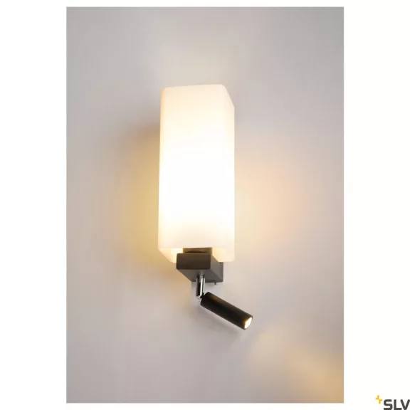 QUADRASS LED SPOT fekete E27 falra szerelhető éjjeli lámpa állítható LED olvasó fejjel