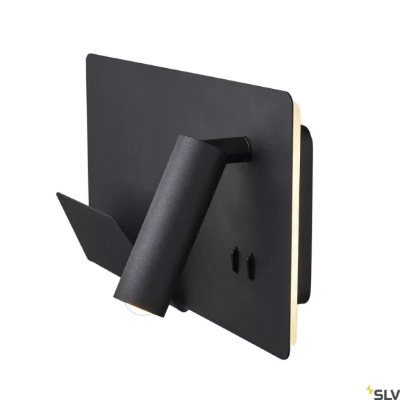 SOMNILA SPOT LED fekete 13W 3000K 110° USB csatlakozós BAL oldali fali olvasó lámpa