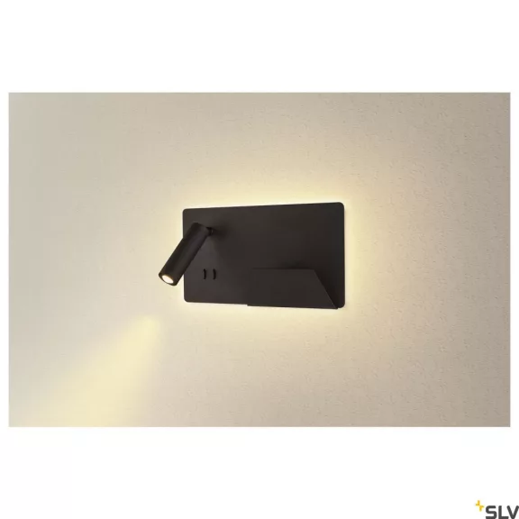 SOMNILA SPOT LED fekete 13W 3000K 110° USB csatlakozós JOBB oldali fali olvasó lámpa
