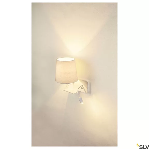 SOMNILA FLEX LED fehér 40W 3000K 110° USB-s fali BAL oldali éjjeli lámpa flexibilis fejjel