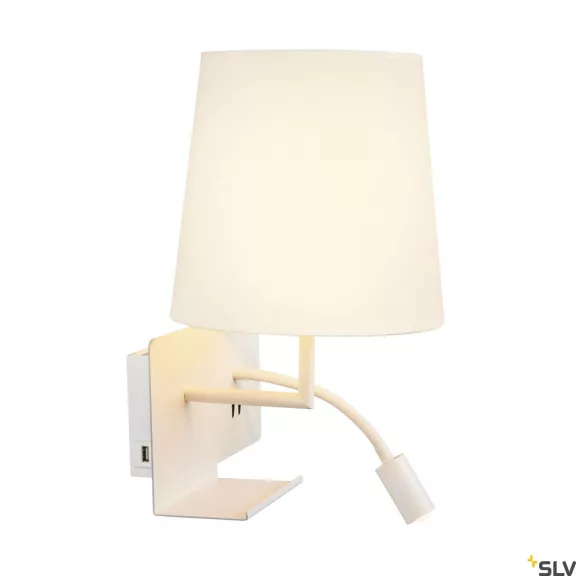 SOMNILA FLEX LED fehér 40W 3000K 110° USB-s fali BAL oldali éjjeli lámpa flexibilis fejjel