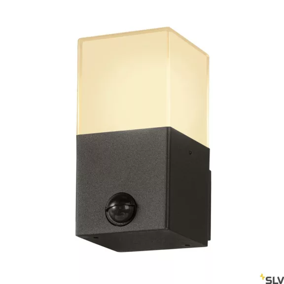 GRAFIT E27 SQUARE SENSOR antracit IP44 E27 mozgásérzékelős szögletes kültéri fali lámpa