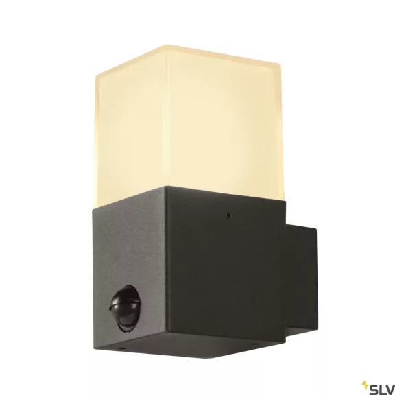GRAFIT E27 SQUARE SENSOR antracit IP44 E27 mozgásérzékelős szögletes kültéri fali lámpa