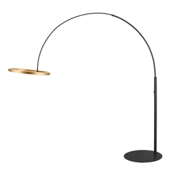   ONE BOW fekete színű váz matt arany színű billenthető lámpabura acél PC anyagú 225W 2700/3000K 1200lm direkt/indirekt világítás  LED álló lámpa, vázra integrált kapcsolóval