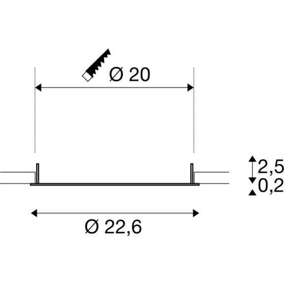 DOWNLIGHT V 200 fekete mennyezeti süllyesztett lámpakeret