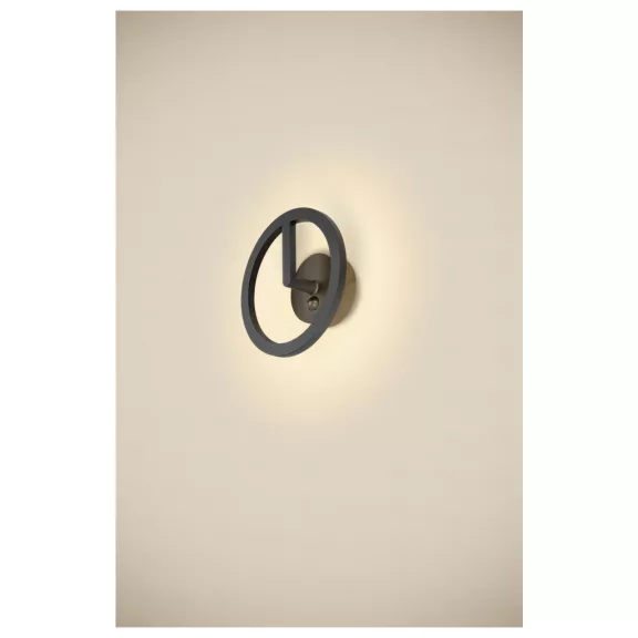 Q-RING SENSOR fekete gyűrű alakú mozgásérzékelős kültéri fali LED lámpa