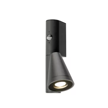   T-TUBE SENSOR fekete GU10 IP44 mozgásérzékelős kültéri fali lámpa