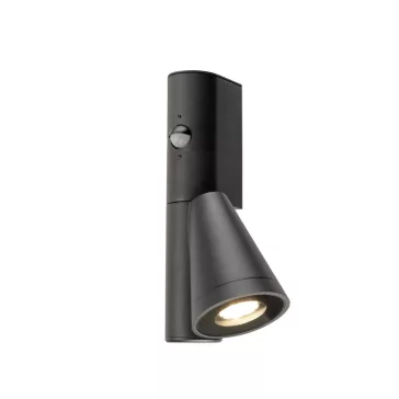   T-TUBE SENSOR fekete GU10 IP44 mozgásérzékelős kültéri fali lámpa