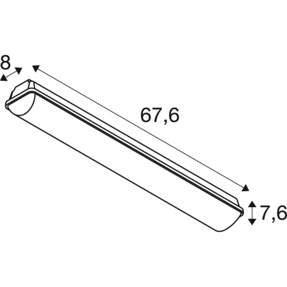 WATERPROOF szürke 52cm hosszú egyenes dimmelhető direkt-indirekt LED falikar