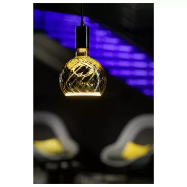   LED FLOATING GLOBE 150 TWISTED szürke E27 6W 1900K csavart füstüveg dimmelhető filament LED izzó