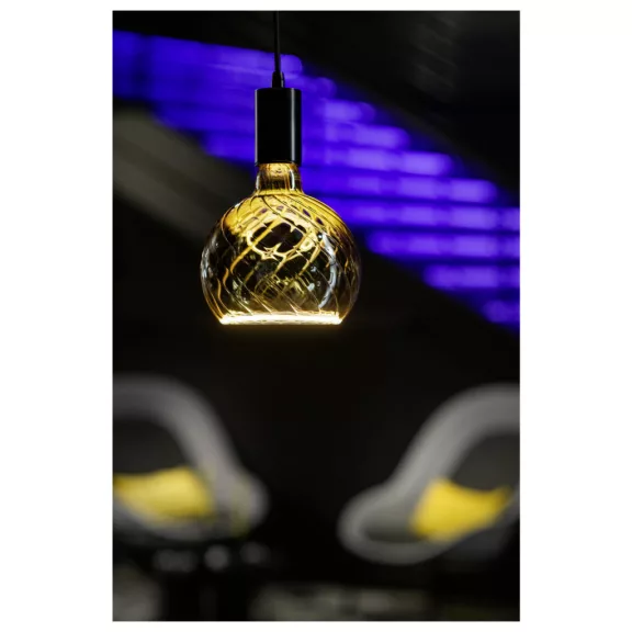 LED FLOATING GLOBE 150 TWISTED szürke E27 6W 1900K csavart füstüveg dimmelhető filament LED izzó