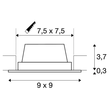   FRAME BASIC LED fekete 8.6W 3000K 90° süllyesztett fali útvonal és lépcsővilágító lámpa