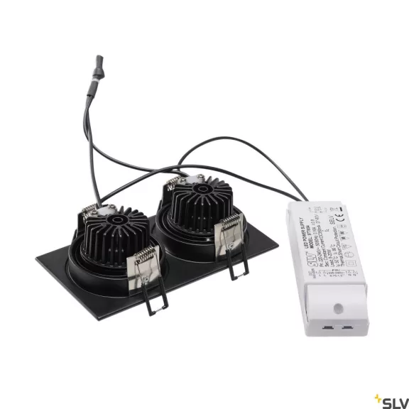 NEW TRIA 2 SET fekete cm 2700K 38° 14W állítható mennyezeti LED spot lámpa és tápegység szett